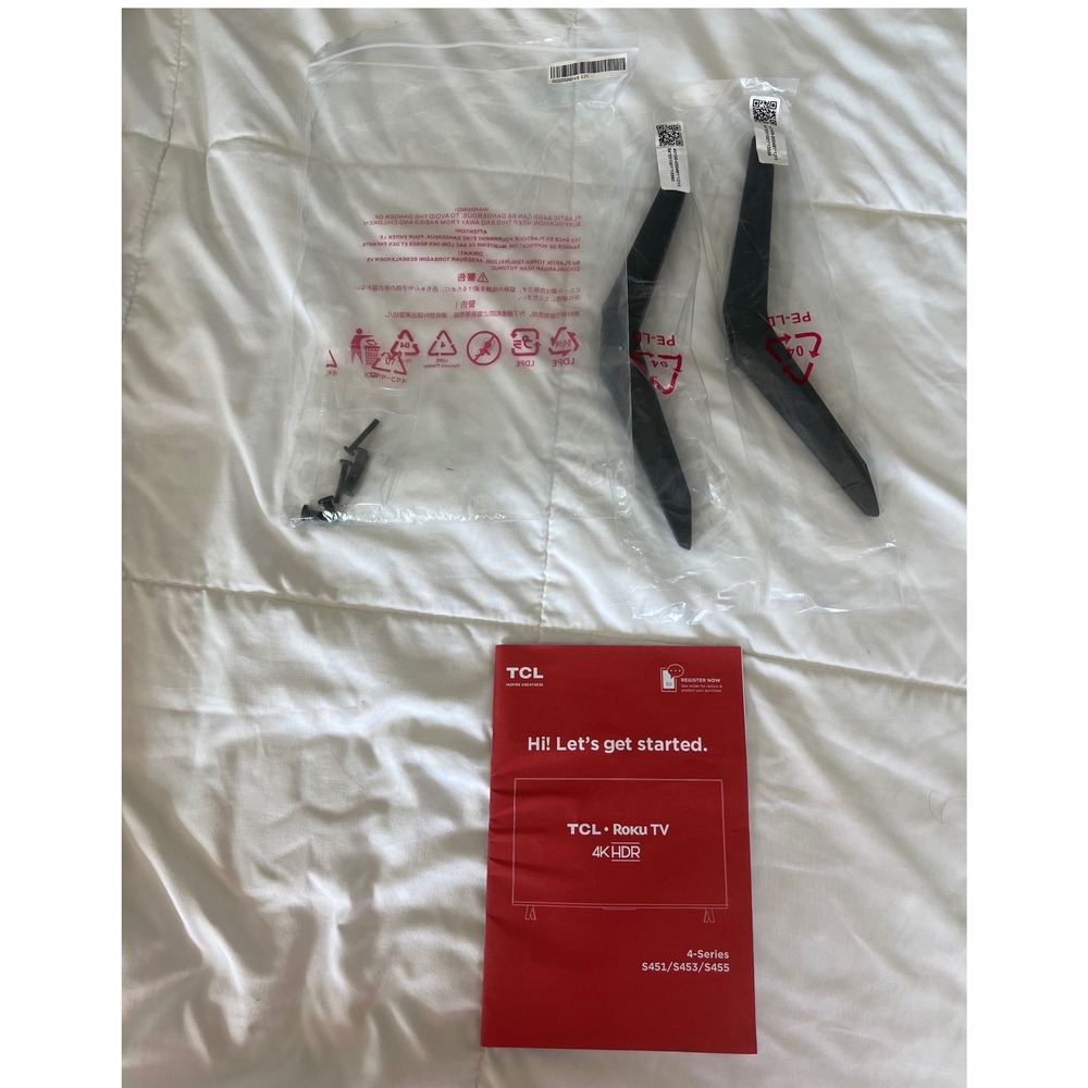 TCL TV OEM Stand Feet 4 Series‎ 5451 5453 5455 sealed with screws & instructions